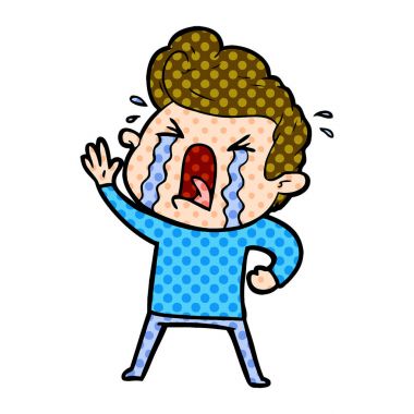 adam ağlıyor çizgi film vektör çizim