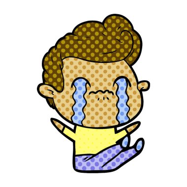 vektör çizim karikatür adam ağlıyor