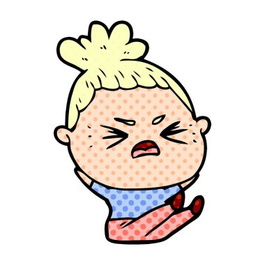 vektör çizim karikatür kızgın kadın