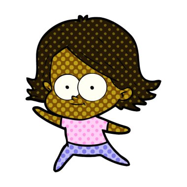 mutlu çizgi film kız vektör çizim