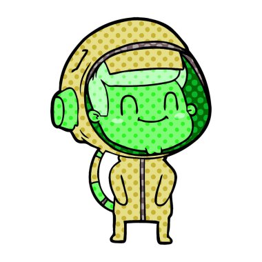 mutlu karikatür astronot vektör çizim