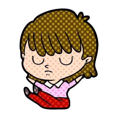 Çizgi filmdeki kadının vektör çizimi