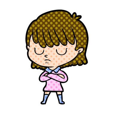 Çizgi filmdeki kadının vektör çizimi