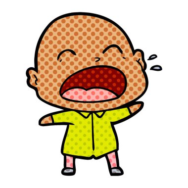 karikatür bağırarak kel adam