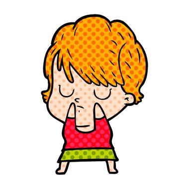 Çizgi filmdeki kadının vektör çizimi