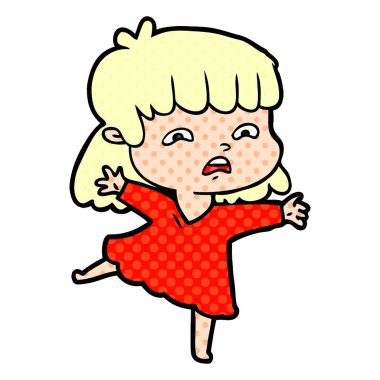 vektör çizim karikatür endişeli kadın