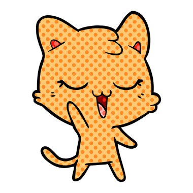 vektör çizim karikatür mutlu kedi