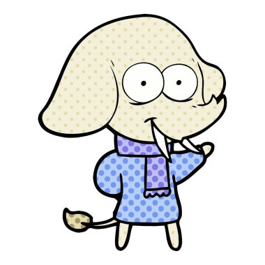 mutlu çizgi film fil vektör çizim