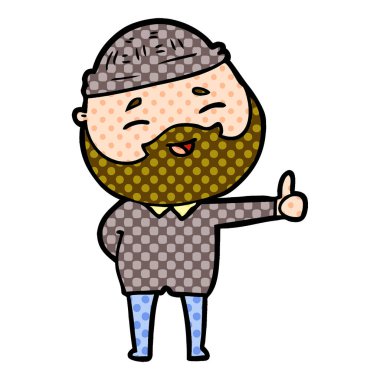 Çizgi film mutlu sakallı adam