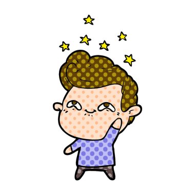 vektör çizim karikatür dostum heyecanlı