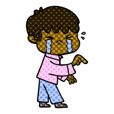 çocuk çizgi film ağlama vektör çizim