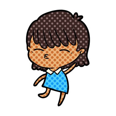 Çizgi filmdeki kadının vektör çizimi