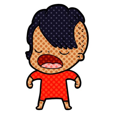 konuşuyor karikatür serin hippi kız