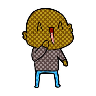 mutlu karikatür kel adam