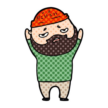 Sakallı endişeli adam çizgi film