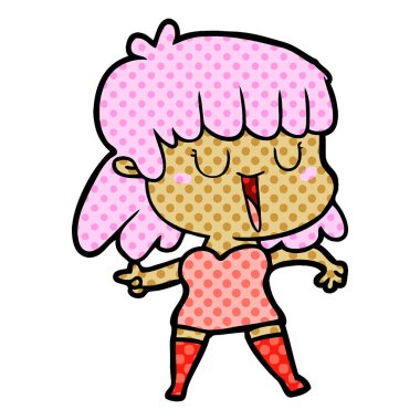 Çizgi filmdeki kadının vektör çizimi