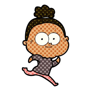 karikatür mutlu yaşlı kadın