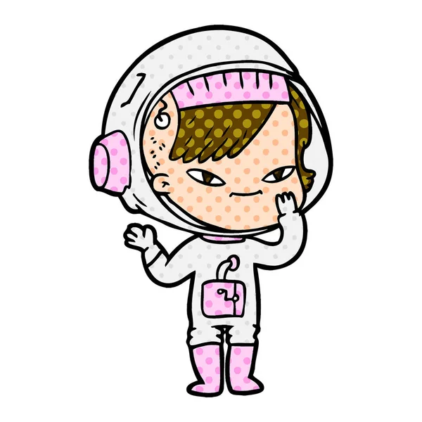 Vektor Illustration Von Cartoon Astronautin — Stockvektor