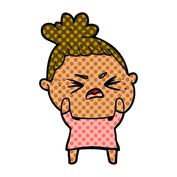 漫画怒っている女性のベクトル イラスト — ストックベクタ