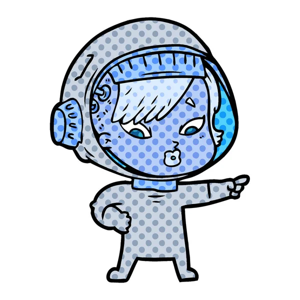 Vector Illustration Cartoon Astronaut Woman — Stock Vector