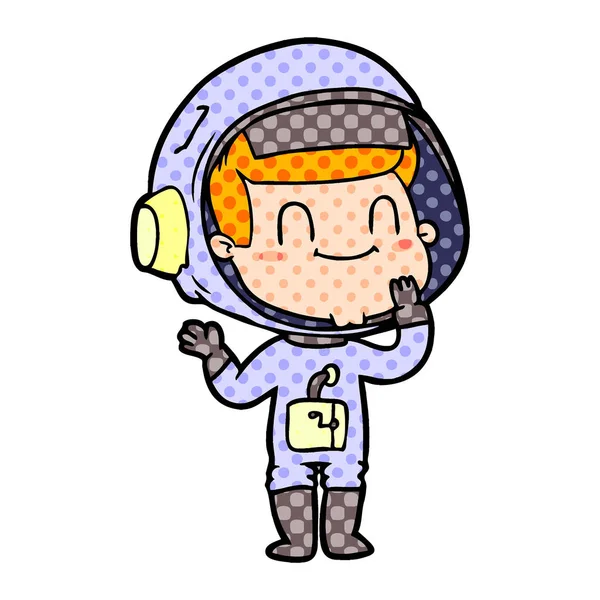 Vectorillustratie Van Happy Cartoon Astronaut — Stockvector