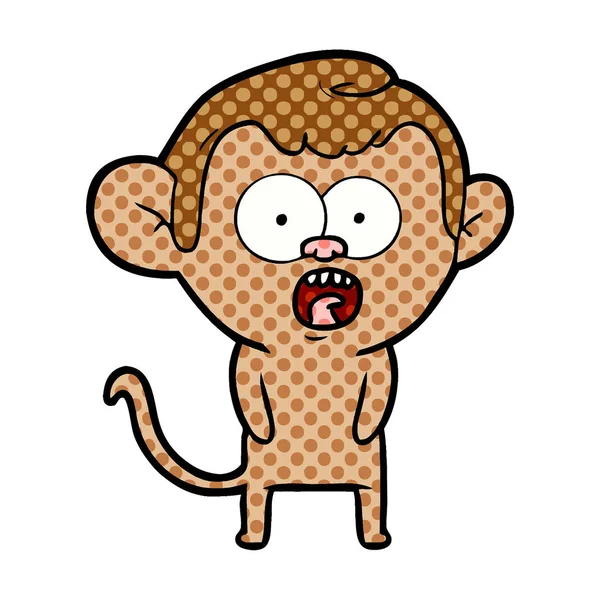 Ilustração Vetorial Desenho Animado Macaco Chocado — Vetor de Stock