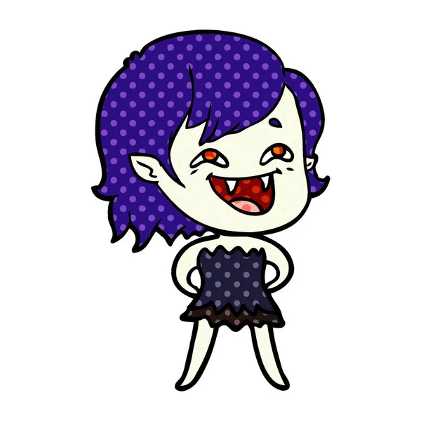 Desenho Animado Rindo Vampiro Menina —  Vetores de Stock