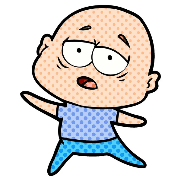 卡通疲倦的秃头人 — 图库矢量图片