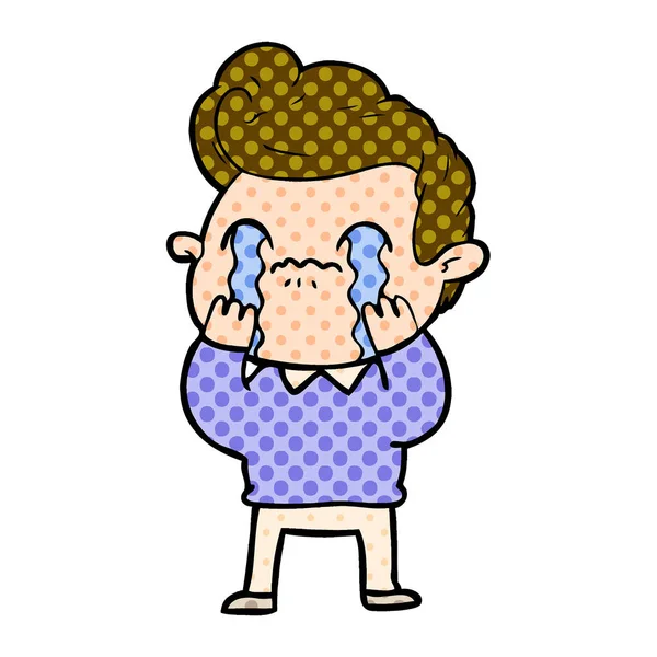 Vector Illustration Cartoon Man Crying — Stock Vector