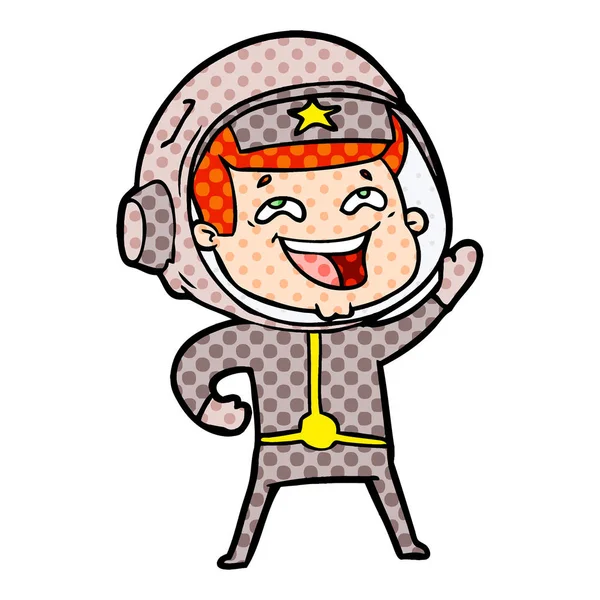 Vektorillustration Tecknad Skrattande Astronaut — Stock vektor