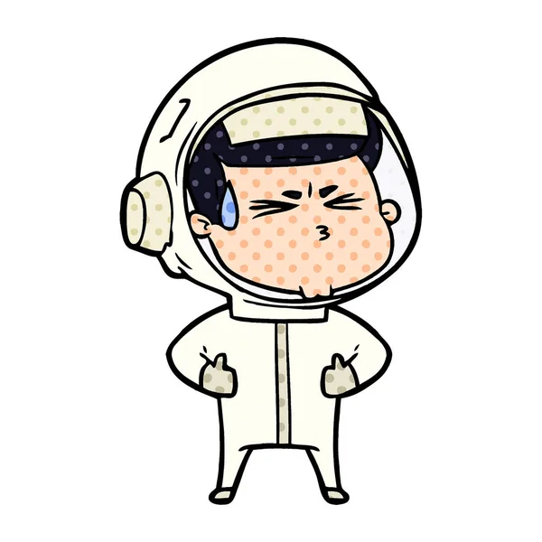 Vektör Çizim Karikatür Astronot Vurguladı — Stok Vektör