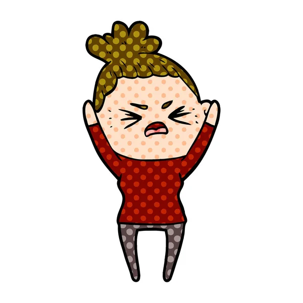 漫画怒っている女性のベクトル イラスト — ストックベクタ