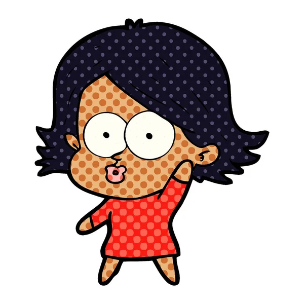 Ilustração Vetorial Desenho Animado Menina Pouting — Vetor de Stock