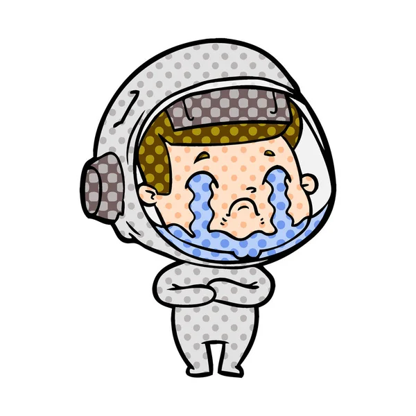 Ilustración Vectorial Dibujos Animados Astronauta Llorando — Vector de stock