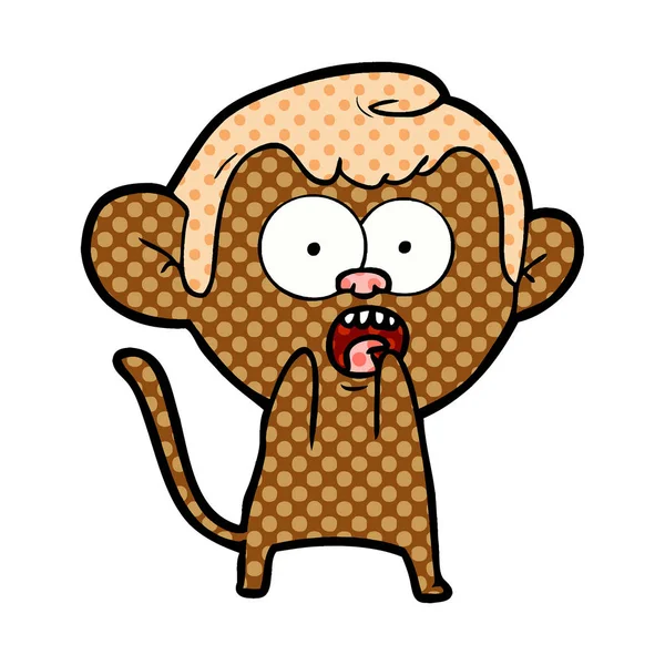 Vector Illustration Cartoon Shocked Monkey — Stock Vector