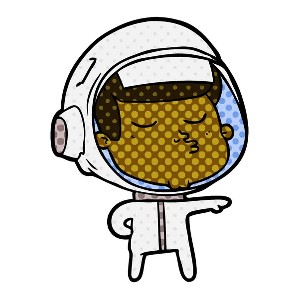 Vektorové Ilustrace Kreslené Jistý Astronaut — Stockový vektor