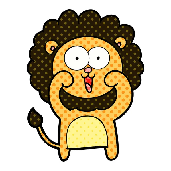 Vector Illustration Happy Cartoon Lion — Stock Vector