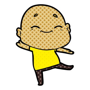 karikatür mutlu kel adam