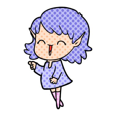 vektör çizim karikatür elf kızı