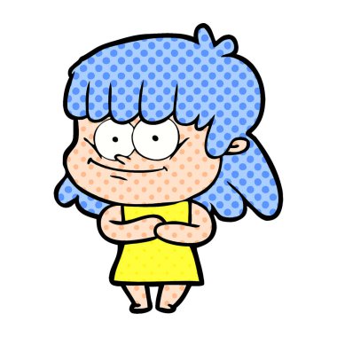 vektör çizim karikatür gülümseyen kadın