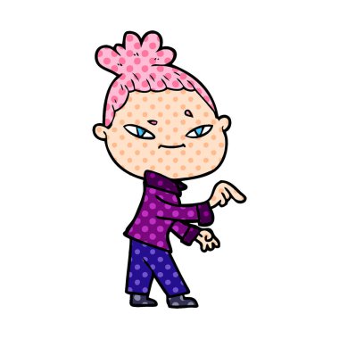 Çizgi filmdeki kadının vektör çizimi