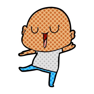 mutlu karikatür kel adam