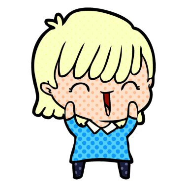 Çizgi filmdeki kadının vektör çizimi