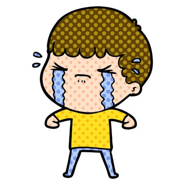 vektör çizim karikatür adam ağlıyor