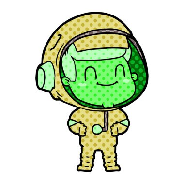 mutlu karikatür astronot vektör çizim