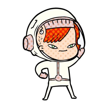 vektör çizim karikatür astronot kadın