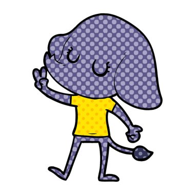 vektör çizim sevimli çizgi fil