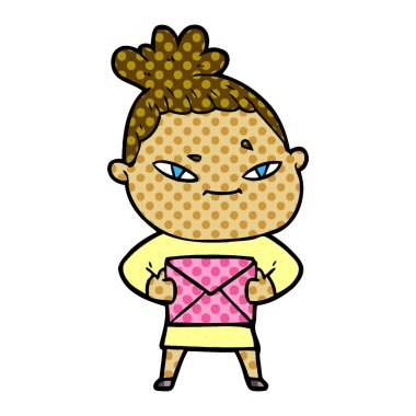 Çizgi filmdeki kadının vektör çizimi