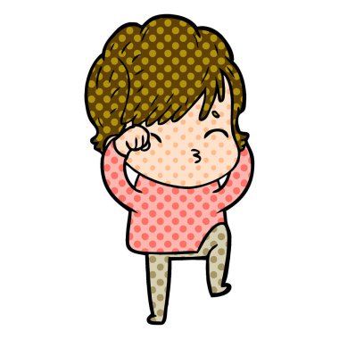 vektör çizim karikatür kadın düşünme