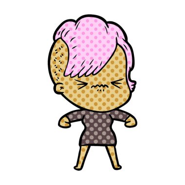 karikatür rahatsız hippi kız